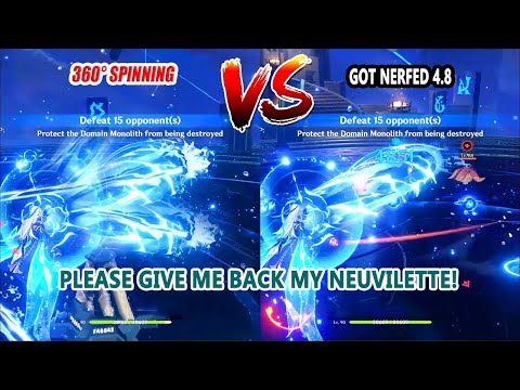 Neuvillette Spin to Win got Nerfed by Mihoyo on 4.8 : Old vs New Comparison | Let him Roll Back!