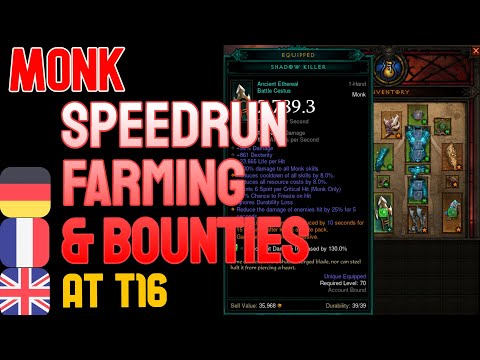 Speedrun farming guide with Inna Mystic Ally Monk - Diablo 3 season 24