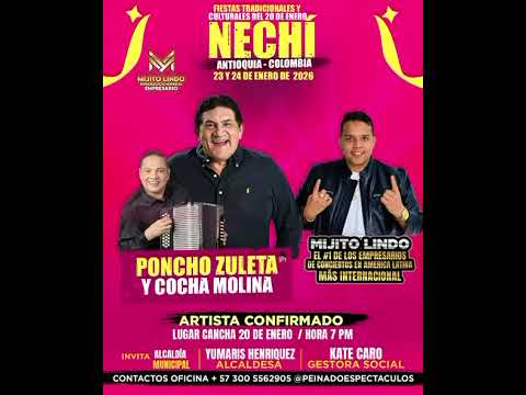 Poncho Zuleta en las fiestas del 20 de enero Nechí Antioquia