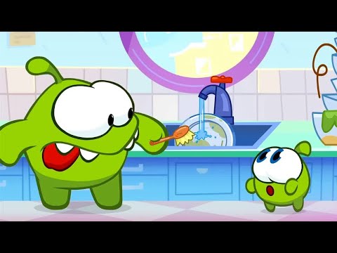 Om Nom Stories 💚 Super Noms - Washing Dishes (Cut the Rope) 💚 Super Toons TV - Best Cartoons