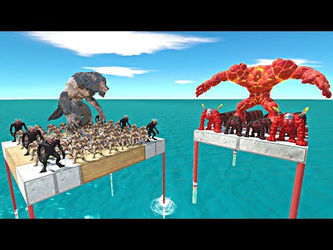 Werewolf Team Falling and Lava Golem Evolution Team - Animal Revolt Battle Simulator