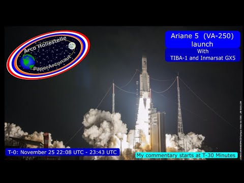 Ariane 5 launch (VA-250) with TIBA-1 and Inmarsat GX5