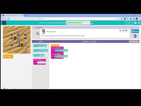 L10-11 |Code.org | Express-2021 | Lesson 10:Loops with Rey and BB-8 | level 11