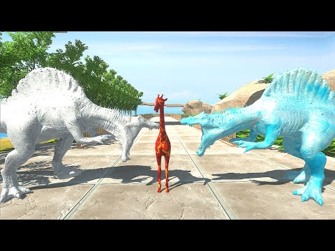 X2 Dinosaur Spinosaurus Units Lava Giraffe Death Fall - Animal Revolt Battle Simulator ARBS