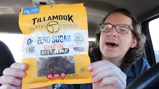 Tillamook original Beef Jerky zero sugar made with 100% premium beef and 14 g of protein per serving