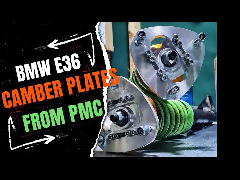 PMC Motorsport camber plates installation in BMW E36 — suspension geometry adjustment