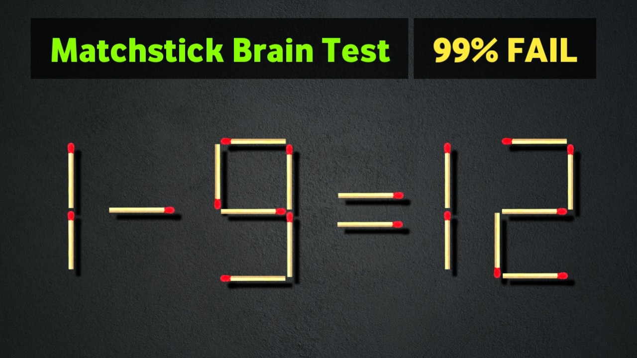 Turn the wrong equation into correct | Matchstick Puzzle 1-9=12