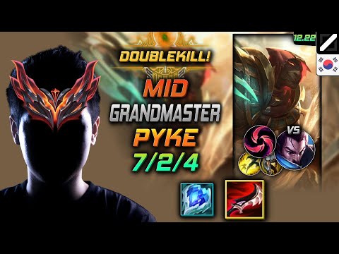 GrandMaster Mid Pyke Build Duskblade of Draktharr Hail of Blades - LOL KR 12.22