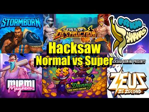 Thumbnail for video: Hacksaw Normal Bonus vs Super Bonus, 10 Games, 20 Bonuses, Who Will Win????