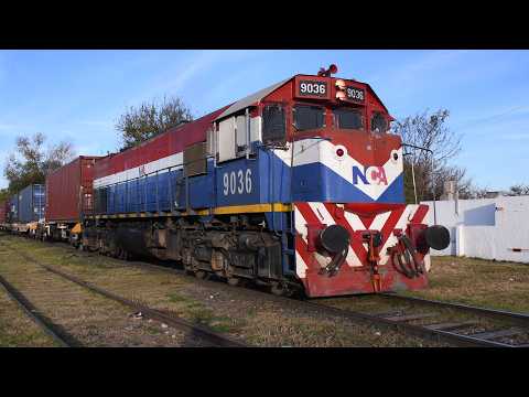 [4K] Colorido tren de contenedores de NCA con destino a Ferreyra pasando por Marcos Juárez!!!!!!