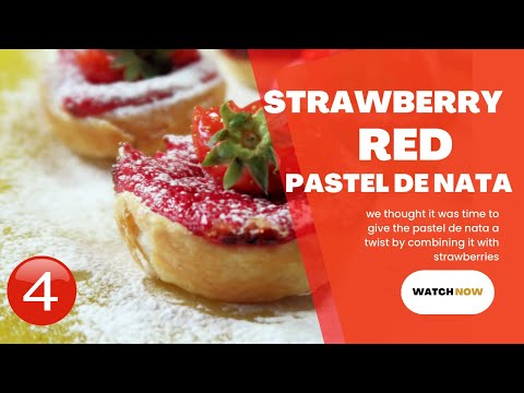 Pastel de nata recipe in strawberry red