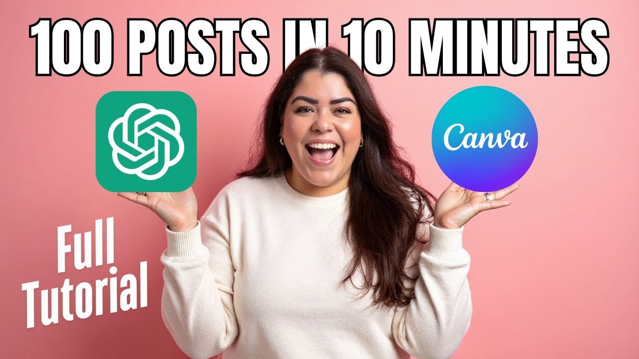 How To Make 100 Social Media Posts in Just 10 Minutes Using ChatGPT + Canva