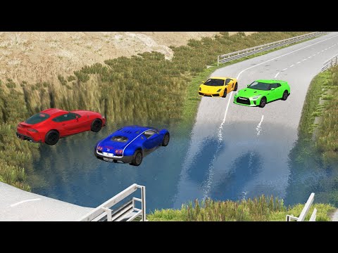 Cars vs Giant Pit Deep Water – BeamNG.Drive