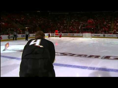 Cam Fowler takes on Tyler Seguin in hardest shot