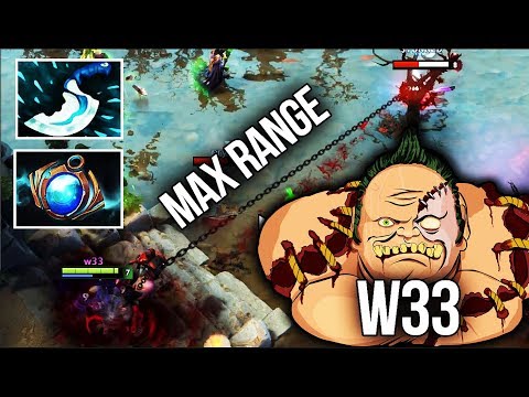 w33 Insane Pudge Skills Max Range Hook 8k MMR Gameplay - Dota 2
