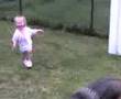 Kid Walking The Dog