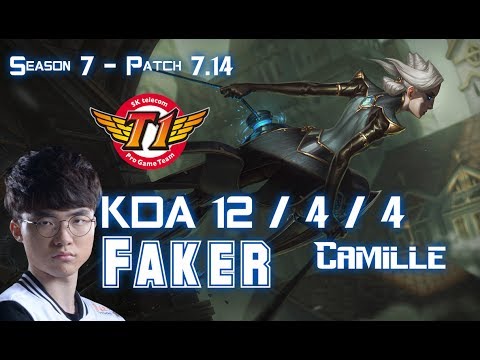 SKT T1 Faker CAMILLE vs LUCIAN Top - Patch 7.14 KR Ranked