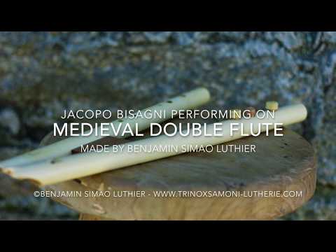 Jacopo Bisagni performing on medieval double flute made by Benjamin Simao Luthier