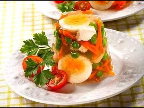 Заливное с мясом от Луча  праздничный стол. 肉冻. Aspic with meat. ऐस्प मांस के साथ