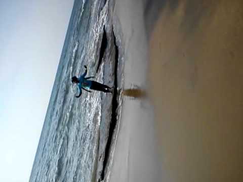 Dinusha and Dhanushka(dog) First time in beach!