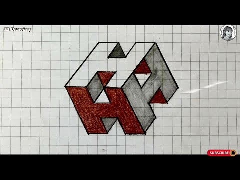 Very Easy 3D H Letter Drawing | How To Drawing 3D Floating Letter "H"
