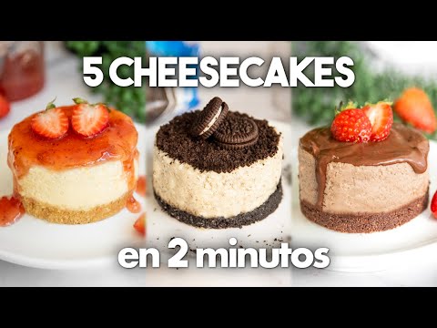 5 Mini Cheesecake SIN HORNO en 2 minutos 🍫🤎 | Postres en Microondas | Postres Sin Horno