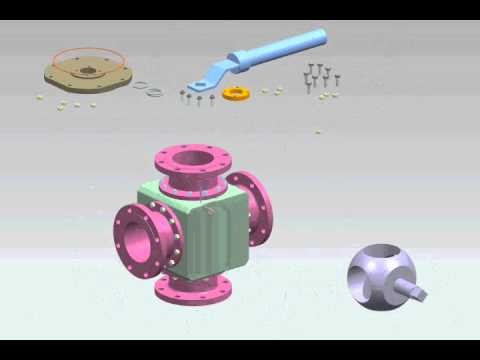 4 way ball valve animation