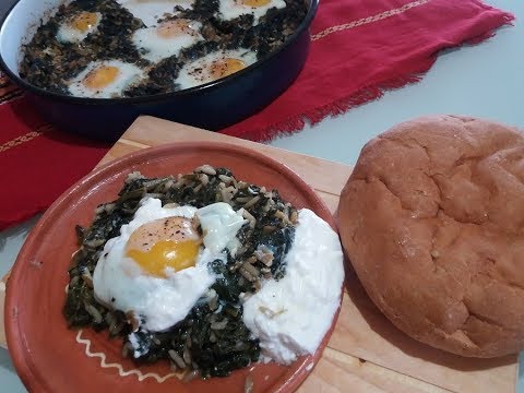 MEMORIES OF MACEDONIA ~ PEČENI SPANAḰ I JAJCE (Baked Spinach and Eggs)