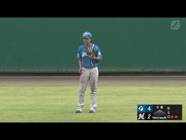 【ファーム】ファイターズ・平田大樹 ライト前に落ちそうな打球を気迫のダイビングキャッチ!!  2024年7月9日 千葉ロッテマリーンズ 対 北海道日本ハムファイターズ