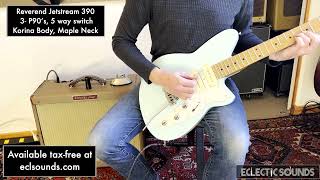 Video thumbnail for Reverend Jetstream 390 Electric Guitar 3- P90’s Korina – Chronic Blue by eclecticsoundspdx