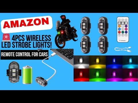 🚨 4PCS Wireless LED Strobe Lights! 8 Colors & Remote Control for Cars, Bikes, Drones & More! 🚨