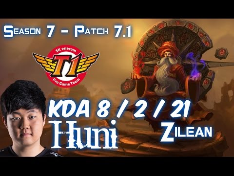 SKT T1 Huni ZILEAN vs KATARINA Mid - Patch 7.1 KR Ranked