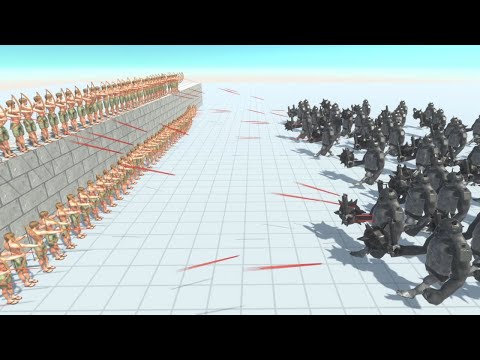 100 Archers on Brick Wall vs 50 Mutant Primates and Modern Mammals Animal Revolt Battle Simulator