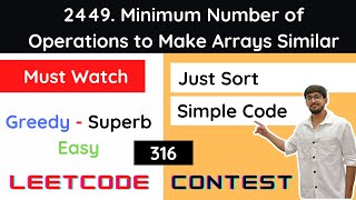 YouTube video 'Leetcode 2449 Minimum Number of Operations to Make Arrays Similar'