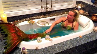 mermaid transformation  salt bath tub scene  splas