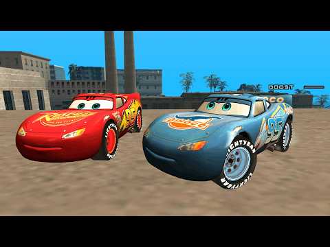 MEGA RAMP Realistic Crash Test | Lightning McQueen VS Dinoco McQueen & MORE! | GTA SA