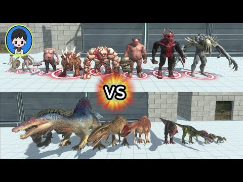 Carnivore Dinosaurs vs infernals Team - Animal Revolt Battle Simulator
