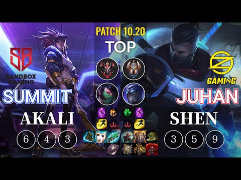 SB Summit Akali vs OZ Juhan Shen Top - KR Patch 10.20