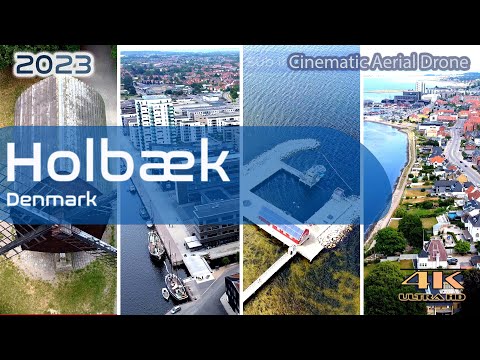 Holbæk From Above - 4K Aerial Drone - Windmill - Beach - Harbor - City - Denmark