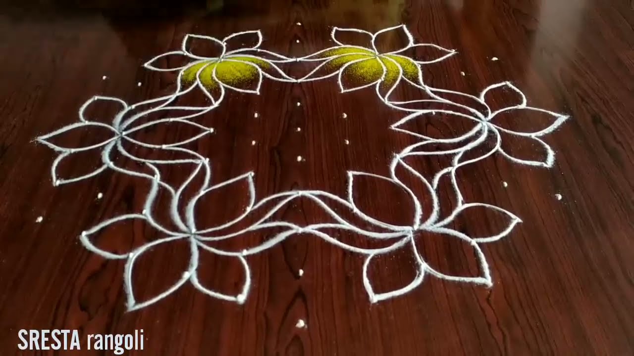 dotted rangoli design lotus 11 * 6 dots by sresta