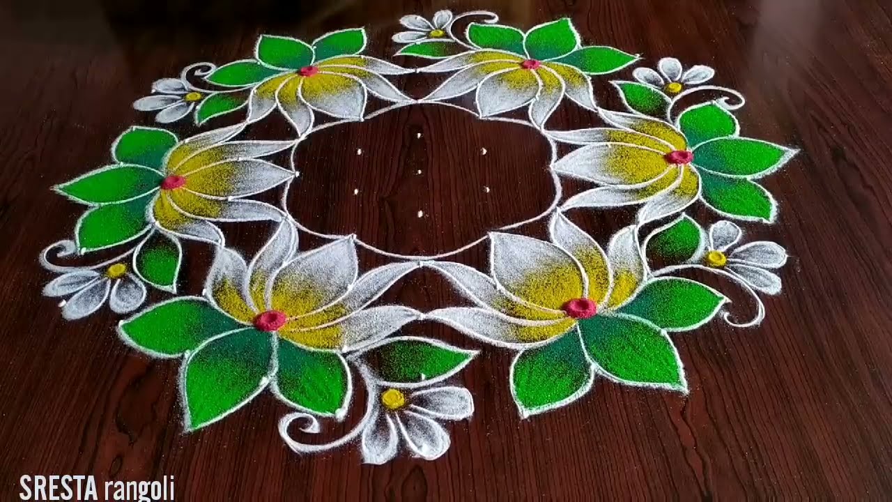 Dotted rangoli design lotus 11 * 6 dots by sresta Videos