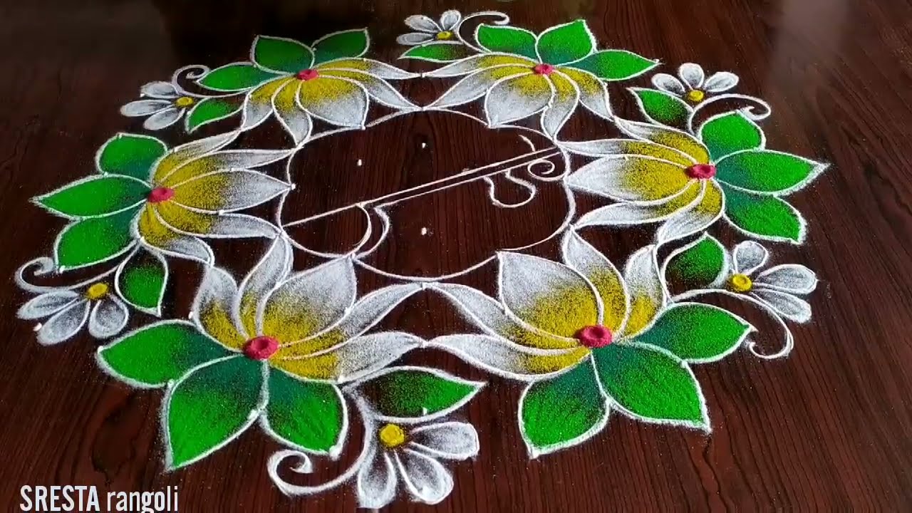 dotted rangoli design lotus 11 * 6 dots by sresta