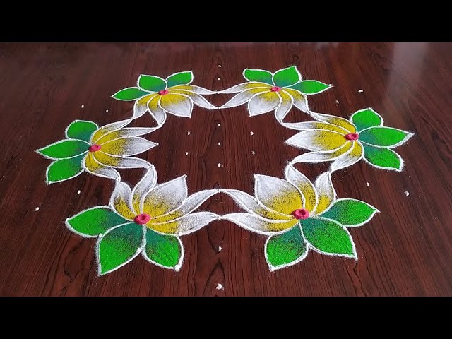 Dotted rangoli design lotus 11 * 6 dots by sresta
