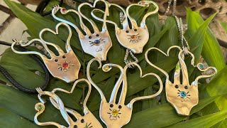 Silver Plated Fork BUNNY Pendants