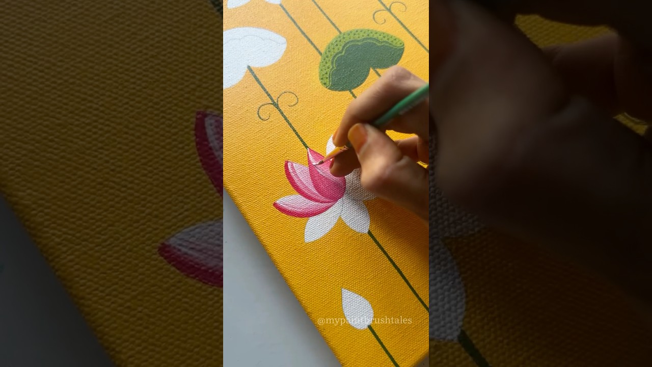 Satisfying Pichwai lotus painting ✨visit website: www.mypaintbrushtales.com #satisfyingvideos #art