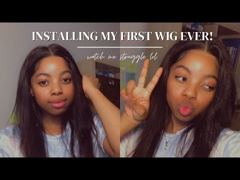 Installing my *FIRST WIG EVER* ! | 22 inch 13 x 6 Straight Lace front wig from Ali express
