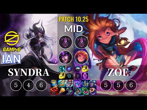 OZ Ian Syndra vs Zoe Mid - KR Patch 10.25