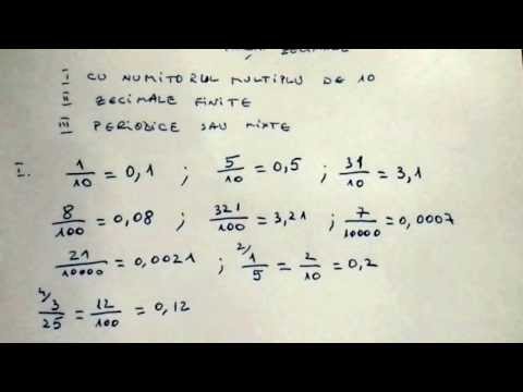 Transformarea fractiilor ordinare in fractii zecimale.