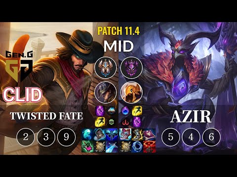 GEN Clid Twisted Fate vs Azir Mid - KR Patch 11.4