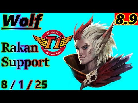 Wolf as Rakan Support - S8 Patch 8.9 - Full Gameplay